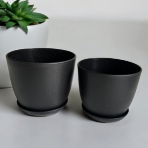 Black flower plant pots with drainage and tray saucer