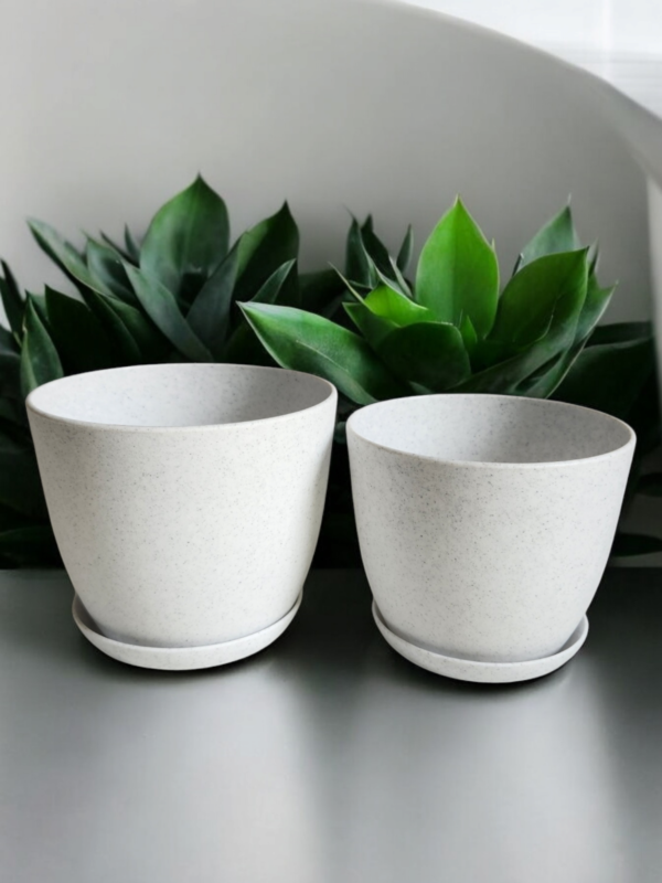 Grey Spotted White Plant Pots Indoor with Drainage