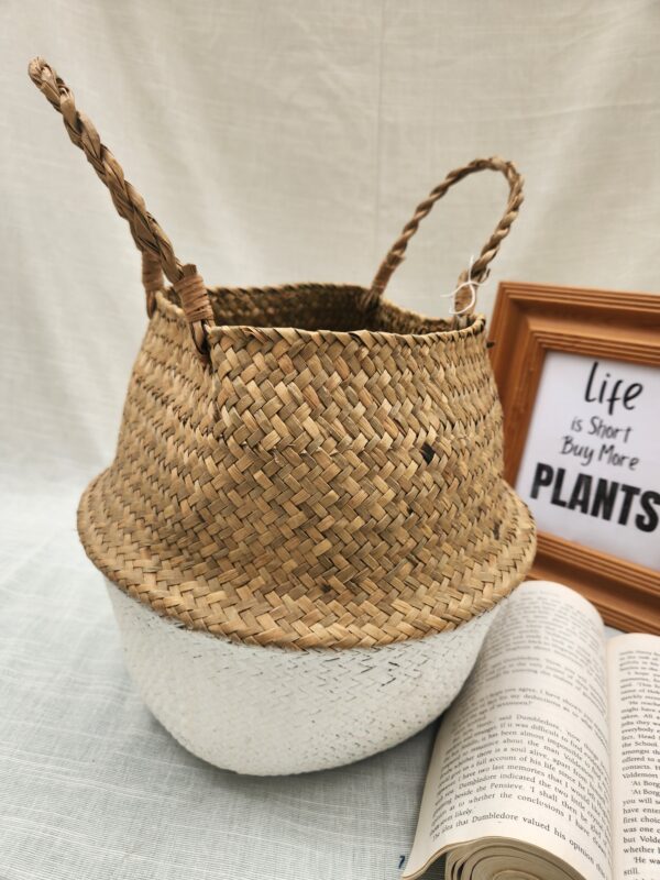 Handmade Ratten Basket Planter - Image 3